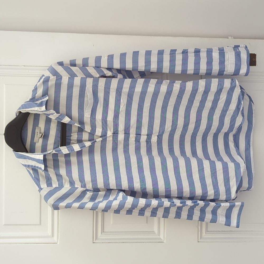 J.Crew Size 4 Blue and White Striped Shirt